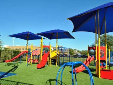 Playgrounds with artificial grass are safe and eco-friendly, safety, comfort, play sets synthetic grass, fake grass.