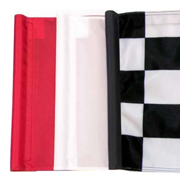 Golf putting greens set of three flags white red checkered